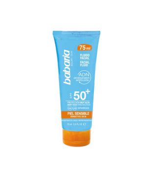 Babaria - Crema viso fluida protezione solare SPF50 + 75ml - Pelle sensibile e atopica