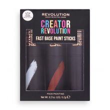 Revolution - *Creator* - Bastoncini per trucco artistico Fast Base Paint Sticks - Bianco, rosso e nero