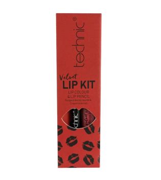 Technic Cosmetics - Matita labbra + rossetto liquido Velvet Lip Kit - Vintage Red