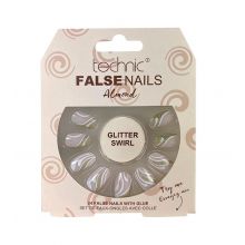 Technic Cosmetics - Unghie Finte False Nails Almond - Glitter Swirl