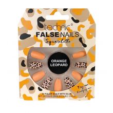 Technic Cosmetics - False Nails False Nails Squareletto - Orange Leopard