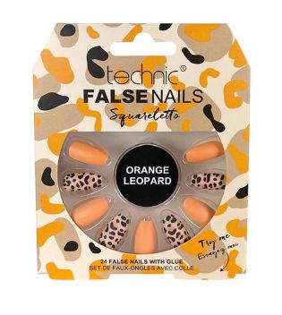 Technic Cosmetics - False Nails False Nails Squareletto - Orange Leopard